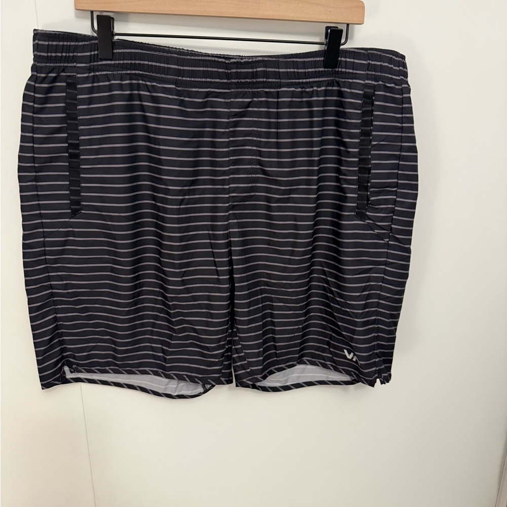 RVCA Black and White Striped Athletic Shorts